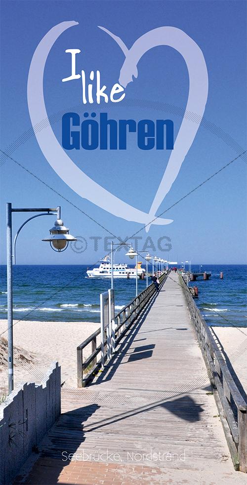 Ansichtskarte Ausflugsschiff an der Seebrücke in Göhren auf Rügen inkl. Druck & Lieferung frei Haus in DE
