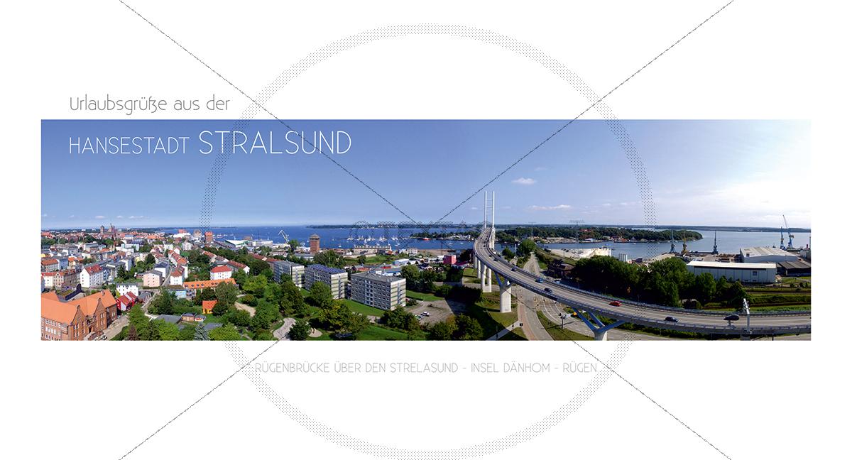 Maxi Card Postkarte - Rügenbrücke - Hansestadt Stralsund (141)