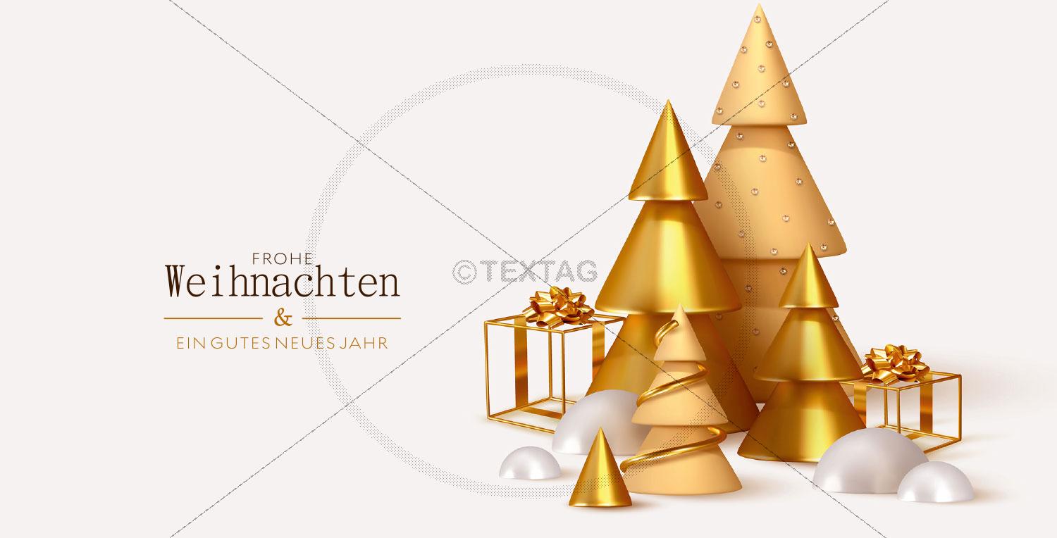 luxuriöse Weihnachtskarte für Kunden Gold mit Spruch (106)
