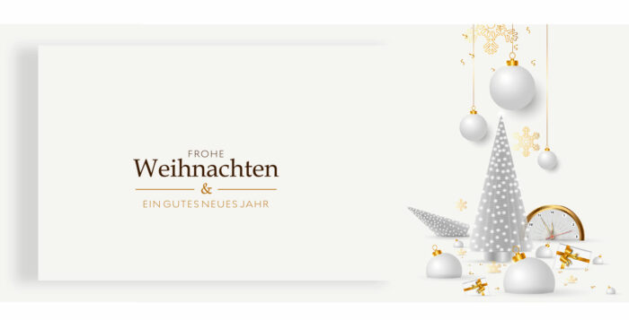 luxuriöse Weihnachtskarte für Kunden in Silber und Gold mit Spruch (89)