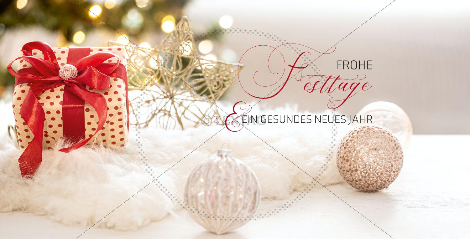 edle geschäftlichte Weihnachtskarte in Creme, Rot & Weiß mit Spruch (92)