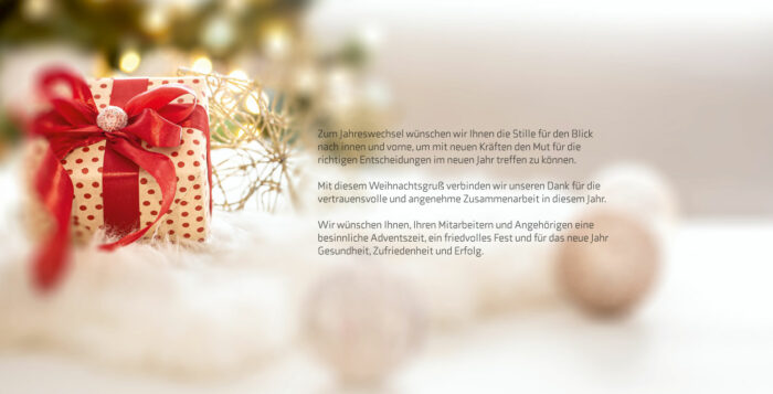edle geschäftlichte Weihnachtskarte in Creme, Rot & Weiß mit Spruch (92)