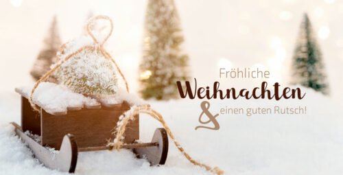 geschäftliche Weihnachtskarte mit Schlitten & Spruch (93)