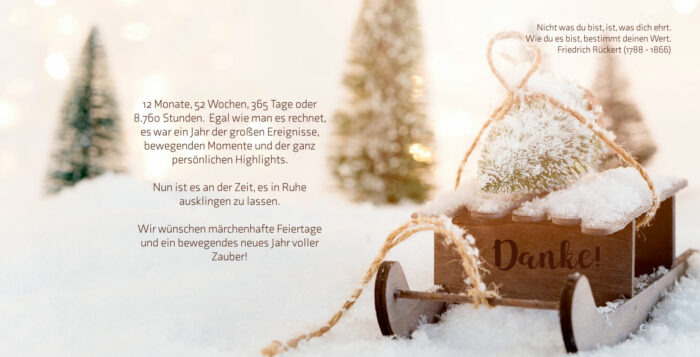 geschäftliche Weihnachtskarte mit Schlitten & Spruch (93)